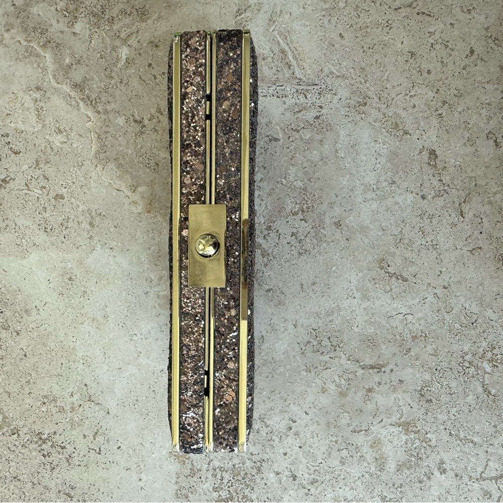 Henri Bendel Gold/Rose Gold Glitter Clutch - Picture 4 of 9